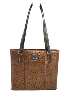 #43 Dooney & Bourke Brown Ostrich-Embossed Tote